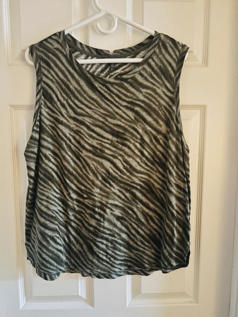 Olive Green sleeveless Democracy top size Large